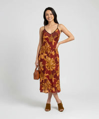 Renai Midi Crepe Strap V-neck Dress