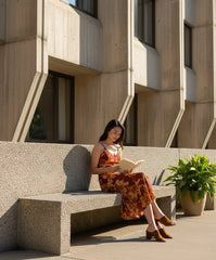 Renai Midi Crepe Strap V-neck Dress