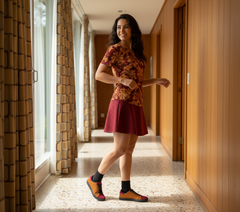 Renai Red Quilted MIni Skater Skirt