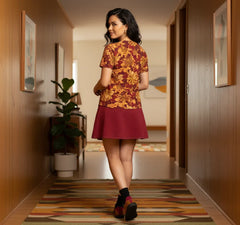 Renai Red Quilted MIni Skater Skirt