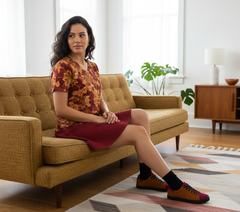 Renai Red Quilted MIni Skater Skirt