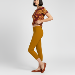 Renai インドシナ オレンジ LYCRA® ミッドライズ カプリ レギンス