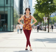 Renai Venetian Red LYCRA® Mid-Rise Leggings