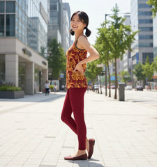 Renai Venetian Red LYCRA® Mid-Rise Leggings