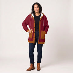 Renai Color Block Ribbed Knit Hooded Coatigan