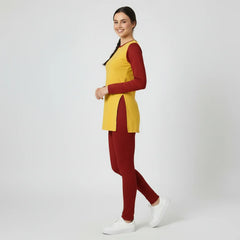 Safrana Color Series Side Split T-shirt & Leggings Set