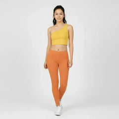 Safrana Series Yellow One-Shoulder Cropped Top