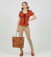 Safrana Series Red Puff Sleeve Pleated Top