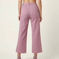 Semia Purple High Waist Flare Cropped Pants
