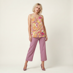 Semia Purple High Waist Flare Cropped Pants