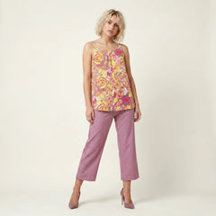Semia Purple High Waist Flare Cropped Pants