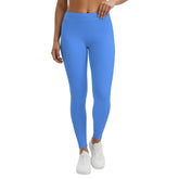 Sechia Blue LYCRA Mid-Rise Leggings - Spandex Solid Coordinate Workout Gym Casual Activewear Womens