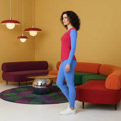 Sechia Color Block Long Sleeve V-neck Tee