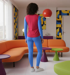 Sechia Color Block Long Sleeve V-neck Tee