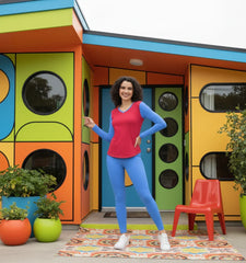 Sechia Color Block Long Sleeve V-neck Tee