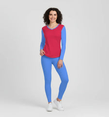 Sechia Color Block Long Sleeve V-neck Tee