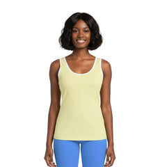 Sechia Solid Series scoop-neck tank top in drover yellow with white trim - Premium fabrics - Coordinate - Blissfully Brand