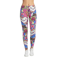 Sechia LYCRA Mid-Rise Leggings - Vibrant Paisley Floral Print Kaleidoscope Retro Bold Flower Power Multicolor Coordinate Workout Gym Women's Activewear - Blissfully Brand
