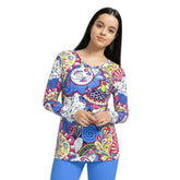 Psychedelic Floral Paisley Long Sleeve Women's V-neck Tee - Retro Chic - Premium Fabrics - Blissfully Brand