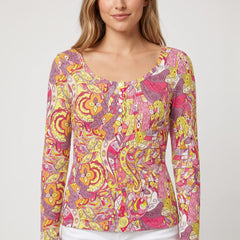 Semia Ribbed Long Sleeve Henley Top