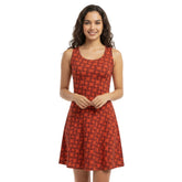 Serena Dress - Orange Red Abstract Geometric Pattern - Blissfully Brand