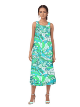 Umibe Dress by Blissfully Brand: A stunning sleeveless maxi dress in a swirling teal and lime green paisley print. Perfect for the retro-chic dresser who loves to make a statement.