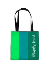 Umibe Color Block Wide Stripe Large Canvas Tote Bag - Green Monochromatic Turquoise Everyday Carry All Sturdy - Blissfully Brand