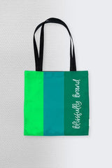 Umibe Color Block Wide Stripe Large Canvas Tote Bag - Green Monochromatic Turquoise Everyday Carry All Sturdy - Blissfully Brand