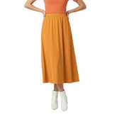 Core Series Essentials High‑Waisted Pleated Midi Skirt in tangerine - Blissfully Brand