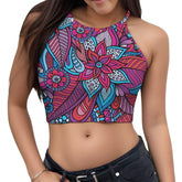 Viaje Cropped Tank Top - Vibrant Retro Floral Crop Top Stylish Boho Chic Women's Summer Fashion Blissfully Brand