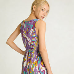 Yume V-Neck Sleeveless Cinched Waist Maxi Dress