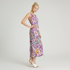 Yume V-Neck Sleeveless Cinched Waist Maxi Dress