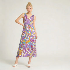 Yume V-Neck Sleeveless Cinched Waist Maxi Dress