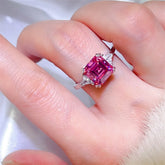 Mireille Lumière 3 Carat Pink Moissanite Ring - Sterling Silver 925 with Zircon Accents - ChromaB by Blissfully Brand
