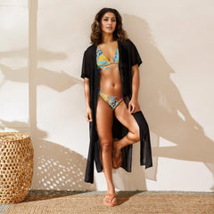 Pinsa 2 Piece Triangle Tie Bikini Set - Flower Power Floral Paisley Psychedelic Blue Orange Yellow Vibrant Bold Summer Beachwear Halter Retro Blissfully Brand Plus Sizes