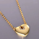 Serene Éclat Heart Pendant Moissanite Necklace in 18K Gold Plated 925 Sterling Silver - Small Chain - Love Jewelry by Blissfully Brand