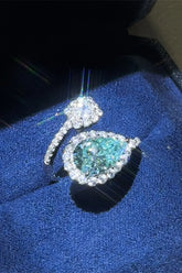 Bijou Lagune 2 Carat Moissanite Bypass Ring Adjustable - 925 Sterling Silver - ChromaB by Blissfully Brand