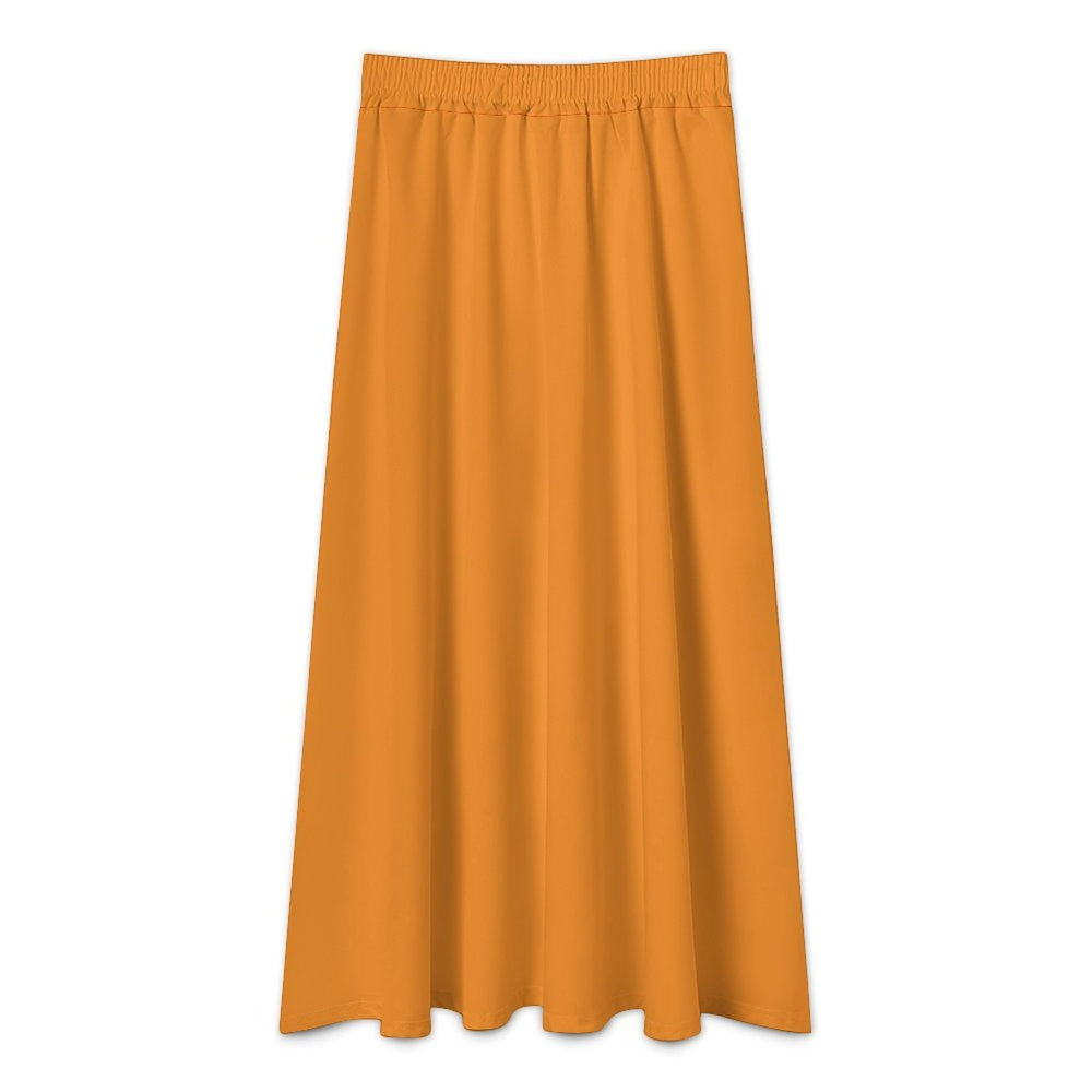 Tangerine High-Waisted A-Line Midi Skirt