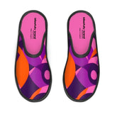 Airline Series Closed Toe Women's Lounge Slippers - Abstract Print Pink Orange Violet Multicolor House Slippers Neoprene Comfy Retro Funky Bold Blissfully Brand Made in England Psychedelic 70's pop art Geometric