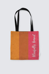 Color Block Striped Suede Tote Bag - Everyday Carry All - Red Orange - Profonde by Blissfully Brand