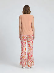 Keki Orange Draped Cap Sleeve Tee