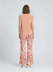 Keki Orange Draped Cap Sleeve Tee