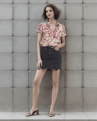 Piki Short Sleeve Button Collar Top