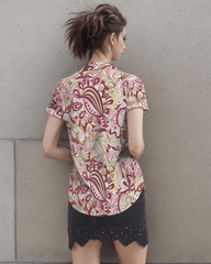 Piki Short Sleeve Button Collar Top