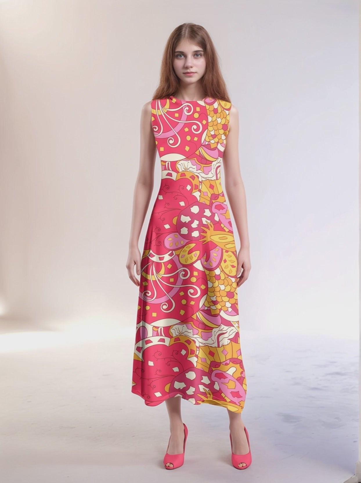 Decora Sleeveless High Neck Maxi Dress