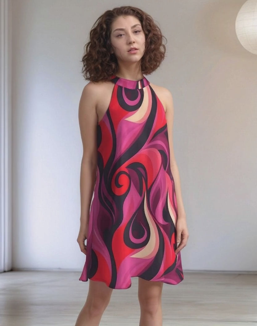 Prague Halter Flare Dress - Airline Series