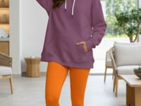 Amai Violet Waffle Knit Pocket Hoodie