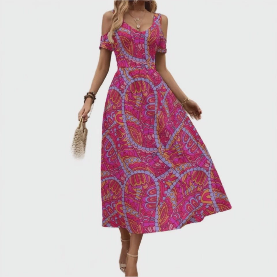 Palai Cold-Shoulder A-line Long Dress