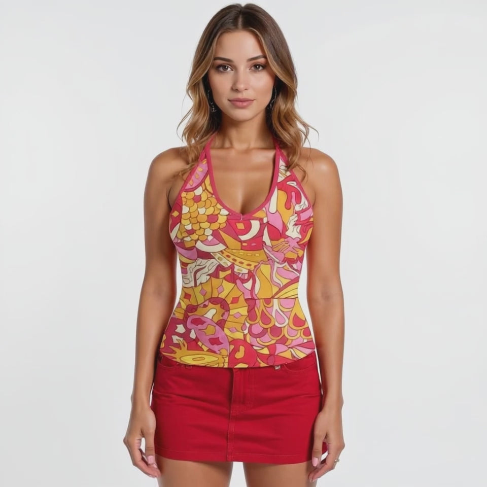 Decora Halter V-neck Cami Top