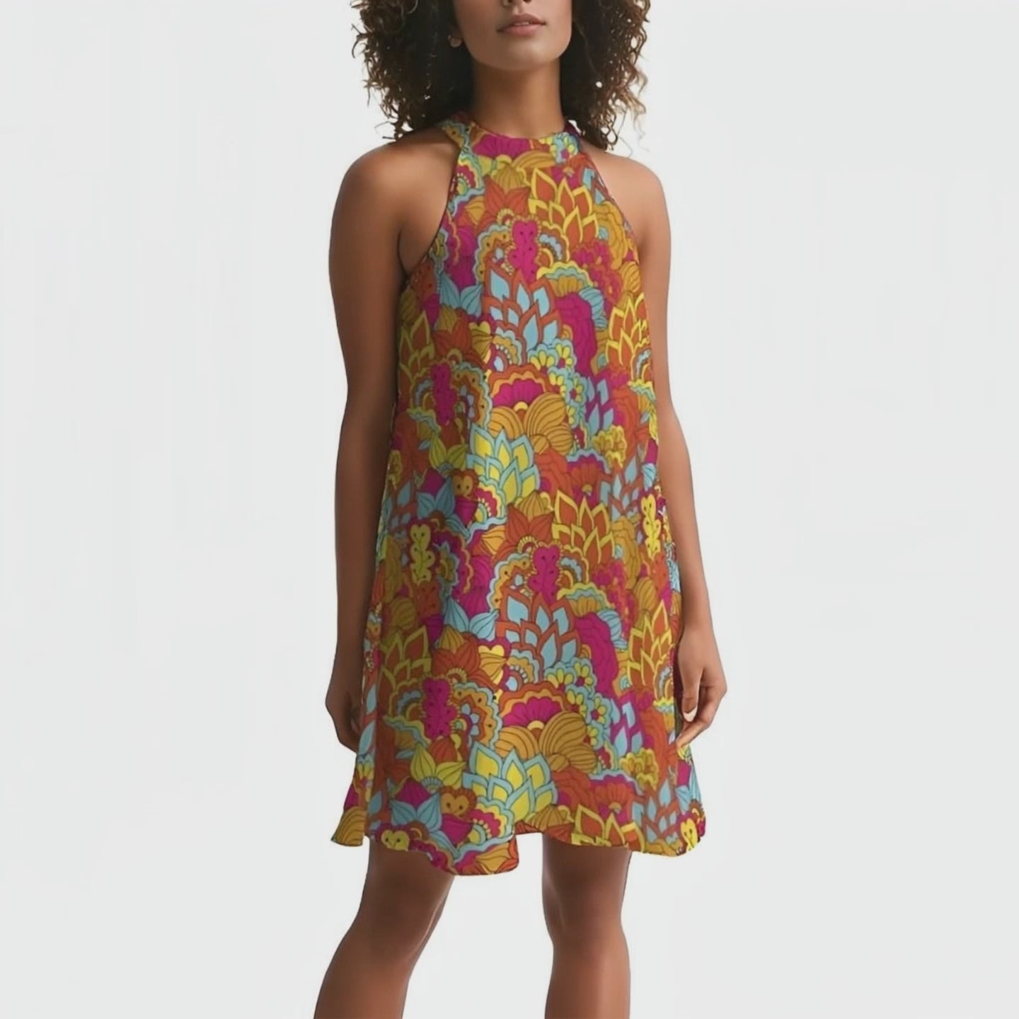 Inela ホルターフレアドレス